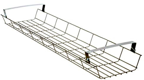 Ergobasis Gitterkabelkanal 1200 mm lang, robustes Drahtkonstrukt, für JEDEN Schreibtisch zum Unterbau, Platz für Netzteile, Steckdosen, Adapter und lange Kabel, Kabelkorb und Kabel-Management