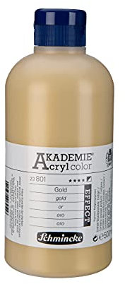 Schmincke - AKADEMIE Acryl color, Gold 500 ml, 23801028, feine Künstler-Acrylfarbe, brillant, hoch lichtecht und kadmiumfrei, für Acrylmalerei, Mixed Media