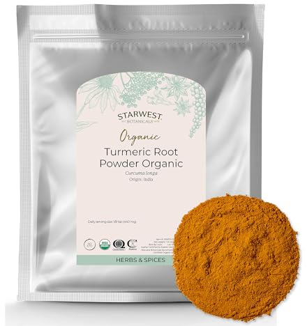 Poudre de racine de curcuma biologique, 1 lb (453,6 g) - Starwest Botanicals