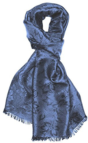 Lorenzo Cana Herren Schal Luxustuch elegant gewebt in Damastwebung florales Paisleymuster aus Viskose mit Seide blau 55 cm x 190 cm - 8915911