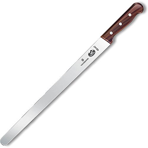Victorinox, 5.4200.36, Wood, Schinkenmesser, Extra scharfe Klinge, mit geradem Schliff, mit edlem Holzgriff, Braun, Made in Switzerland,