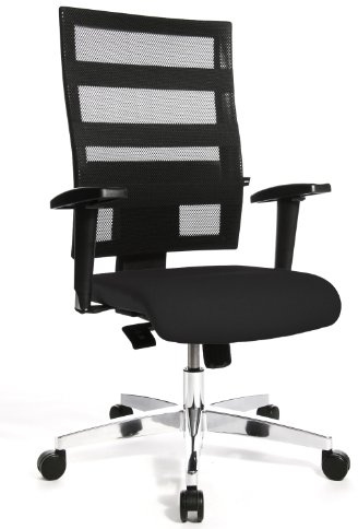 Topstar X-Pander, ergonomischer Bürostuhl, Schreibtischstuhl, inkl. höhenverstellbare Armlehnen, Netzbezug, Bezugsstoff, schwarz