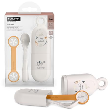 Suavinex On The Go 3157843 Ensemble ménagère de voyage avec cuillère/boîte à cuillère et étui bavoir