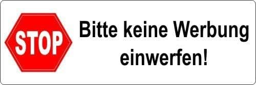 easydruck24de 6x Aufkleber Stop Bitte keine Werbung einwerfen! - hin444 | 9,5x3cm, gegen Reklame im Briefkasten, witterungsbeständig, vergilbungsfrei, UV-beständig