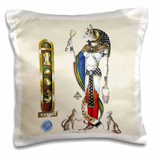 3dRose pc_156681_1 Bast Egyptian Cat Goddess Pagan Art Pillow Case, 16 x 16