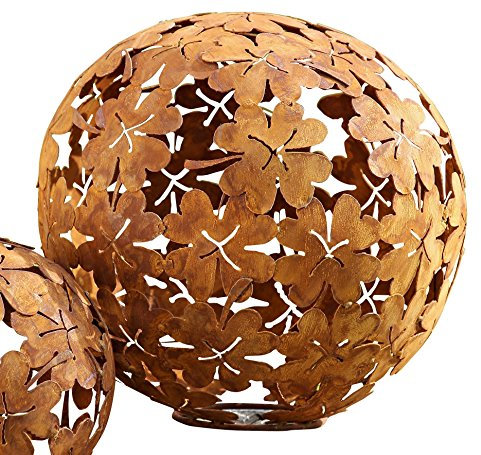 BOLTZE Kugel Klee Metall Eisen rost Dekokugel Kleeblatt Gartendeko Ø 35 cm