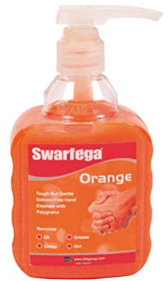 Swarfega Orange Hand Wash, Solvent-Free Heavy Duty Hand Cleaner with Natural Scrub and Moisturisers, Gentle on Skin 450ml Pump