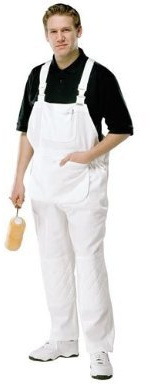 ProDec Painters Decorators White Work Bib And Brace Overalls Coveralls With Quilted Knee And Kneepad Pockets (Waist 32)