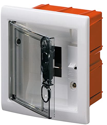 GEWISS - GW40602 Centralino Protetto, da Incasso, Porta Trasparente Fumé con Telaio Estraibile, 4 Moduli IP40