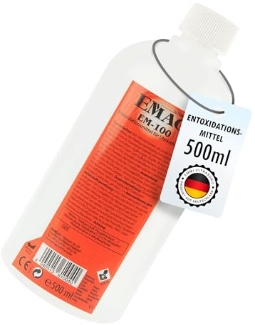 EMAG Entoxidationsmittel EM-100 I Spezieller Ultraschallreiniger für Bronze, Edelmetalle, Schmuck uvm. I Entfernt Oxid- & Sulfidschichten uvm. I 500ml