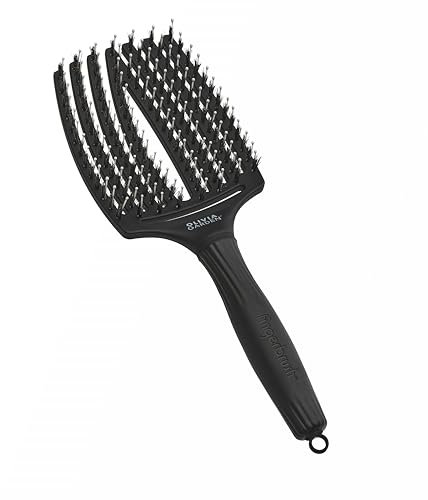 Olivia Garden Fingerbrush Care Iconic - Grande - Nero - Spazzola Districante in Setole di Cinghiale & Nylon per Capelli Sani e Brillanti