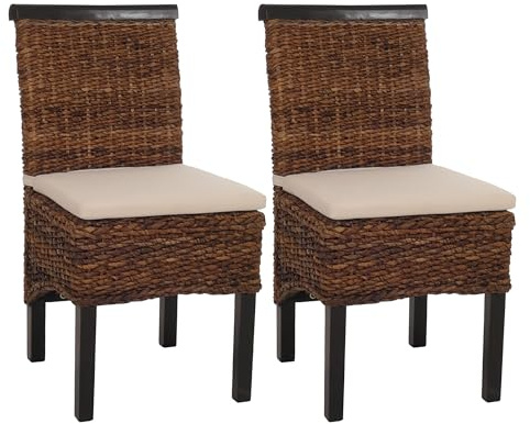 Mendler Set 2X sedie Intreccio di banano Eleganti Soggiorno Sala Pranzo M45 Gambe -Scure con Cuscini