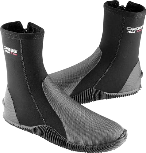 Cressi Isla Boots - Unisex Tauchschuhe aus Neopren 7mm Shwarz mit Gummisohle, XL