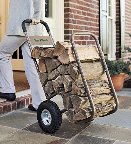 Interior al Aire Libre Carro de Rolling para leña, Estante de Madera y compañía, con Ruedas neumáticas 20 W x 22d X 42H