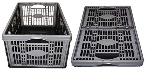 Fold Flat Crate - Plastic 32 L Folding Storage Crate Box (Pack of 2)