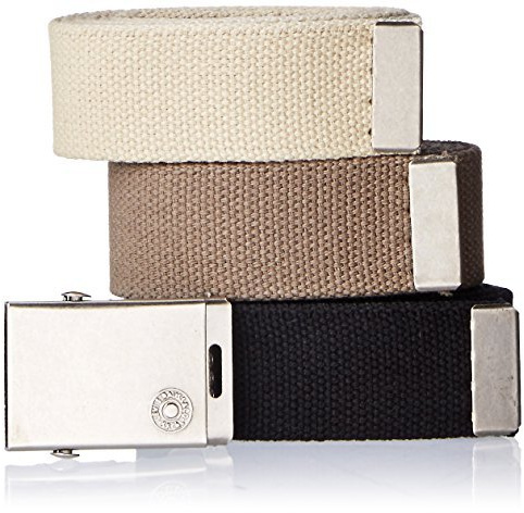 Levi's Mens Cut To Fit 3 Pack Web With Buckle Belt, Black/Olive/Khaki