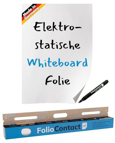 Folio Contact Whiteboard Tableau blanc en rouleau/Film électrostatique breveté Effaçable et réutilisable Fixation sans outil sur presque toutes les surfaces