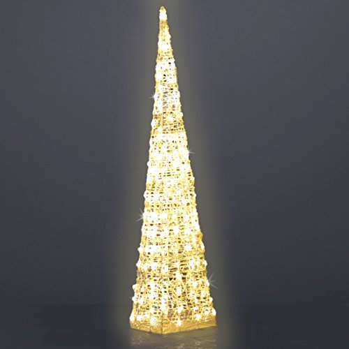 Hellum LED Pyramide Weihnachten, Weihnachtspyramide 150cm hoch, Metallrahmen mit Acrylschnüren, 150 LED warmweiß, Pyramide Lichterkegel für Draußen & Drinnen, Weihnachtsbeleuchtung, 568332