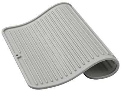 iDesign Lineo Abtropfmatte, kompakte Spülbeckenmatte aus Silikon für die Ablage von Besteck und Geschirr, grau