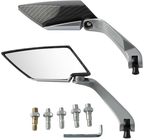 Coppia Specchietti Retrovisori Specchi Moto Scooter Custom Nero DX+SX