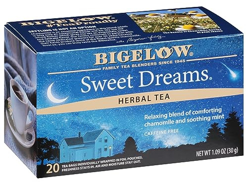 Bigelow Sweet Dreams Herbal Tea Bags, 20 Count Box (Pack of 6) Caffeine Free Herbal Tea, 120 Tea Bags Total