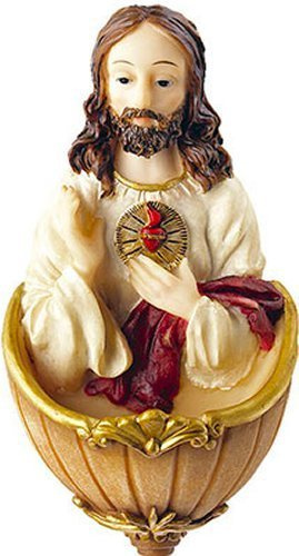 Catholic Gift Shop Florentine Resin Font - Sacred Heart of Jesus Holy Water Font