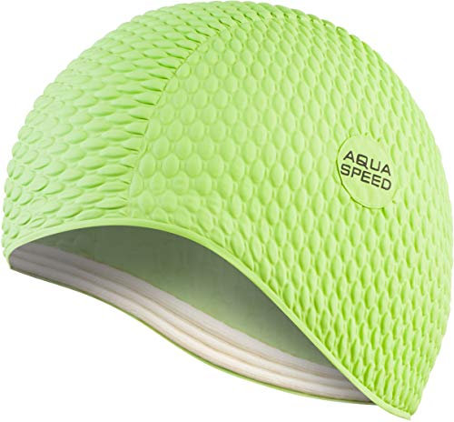 Aqua Speed Swimming Cap Women | Badehaube Damen | Badekappe Lange Haare extrem dehnbar | Latex Schwimmkappe | Womens Swim Cap | Schwimmmütze Frauen Mädchen | lindgrün 11 | Bombastic