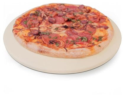 Cast Elegance Pizza Stone for Oven, Stove & Outdoor Grilling - 14” inch Round Baking Stones - Durable Cordierite Pizza Pan & Thermal Shock Resistant - Perfect for Crisp Crust Pizza, Bread & More