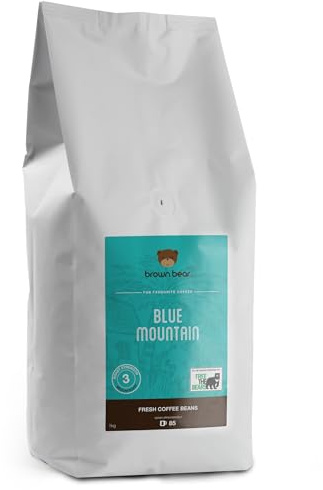 Blue Mountain Medium Roast Coffee Beans 1kg - Brown Bear - for All Coffee Machines - Strength 3 - Donation to Free The Bears - 100% Arabica