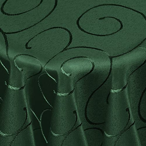 DecoHomeTextil Kringel Tischdecke Oval 135 x 180 cm Dunkelgrün | schwere Qualtität, glänzend, Ornamente, Damast Tafeldecke