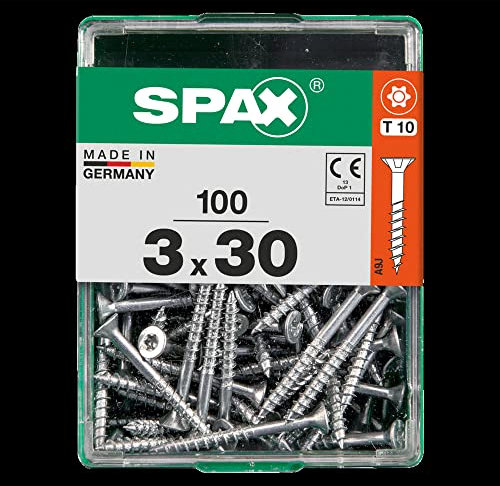 ABC SPAX T-Star Plus - Die Universalschraube | 3,0 x 30mm VE = 1000 Stück | Senkkopf, galv. verzinkt, gelb chromatiert