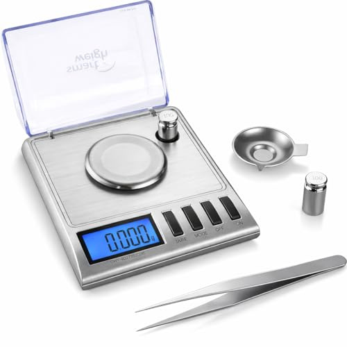 Smart Weigh GEM20-20g x 0.001 Grams, High Precision Digital Milligram Jewelry Scale, Reloading, Jewelry and Gems Scale, Calibration Weights and Tweezers Included