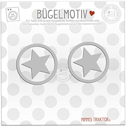 Bügelbild 2 Stk Reflektor Sterne KREIS 5 cm SILBER Aufbügler Applikationen Bügelsticker für Stoffe Textilien Kinder zum Aufbügeln Flicken