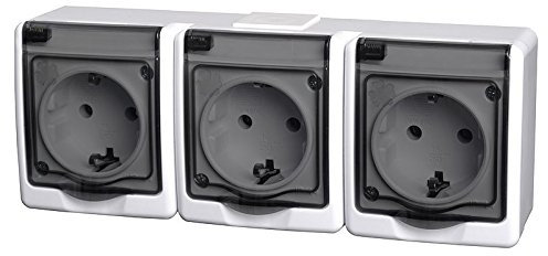 PAWBOL 3-Fach Aufputzsteckdose IP44 16A/250V Schuko Aufputz Feuchtraum Steckdose W/DY