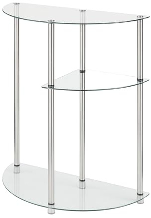 Convenience Concepts Designs2Go Classic Glass 3-Tier Display Entryway Table 23 - Modern Display Table with Storage Shelves, Narrow Entryway Hall Table for Living Room, Bedroom, Bathroom, Glass/Chrome
