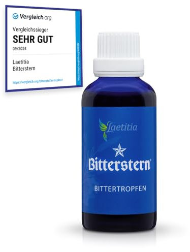 Laetitia Original Bitterstern Bittertropfen: Bitterstoffe aus 17 natürlichen Kräutern in bester Qualität – Bittertropfen mit aromatisch-feinen Geschmack - nach Hildegard von Bingen, 50 ml