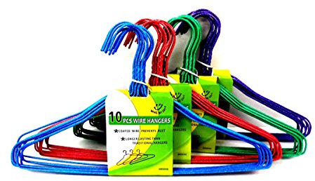 40pc Wire Hangers Galvanized Steel Metal Coat Clothes Hangers with Plastic Coating in Assorted Colors16 (40.5Cm) Wide - 13 Gauge