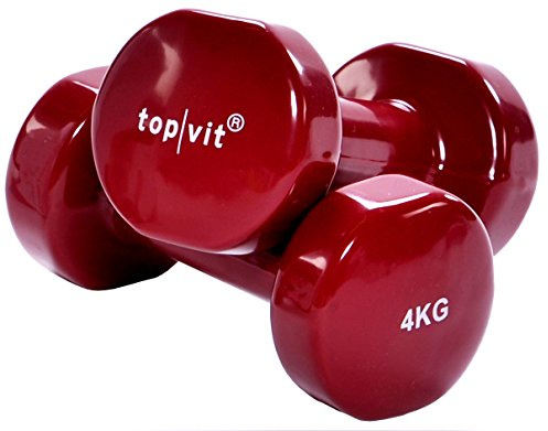 top | vit® Hanteln I Kurzhantel aus Guss mit Vinyl-Überzug I Hantelset aus zwei Kurzhanteln I für Männer, Frauen und Senioren I in 7 Gewichten verfügbar