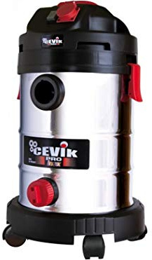 CEVIK PRO CE-PRO30XT Bidone Aspiratutto 1400W Inox 30L – Aspiraliquidi e Solidi con Presa per Utensili Elettrici e Accessori Completi