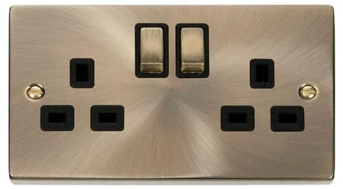 Antique Brass 2 gang 13 amp Switched Socket