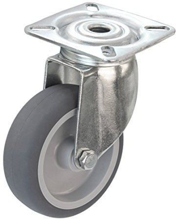 Apparaterolle Lenkrolle 75 mm ohne Feststeller Gummi grau-spurlos Anschraubplatte Möbelrolle Transportrolle