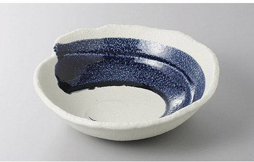 Large Bowl, Planting Bowl, Navy Blue Brush Shell Large Bowl, 10.0 x 3.0 inches (25.5 x 7.5 cm), Restaurant, Ryokan, Japanese Tableware, Restaurant, Commercial Use