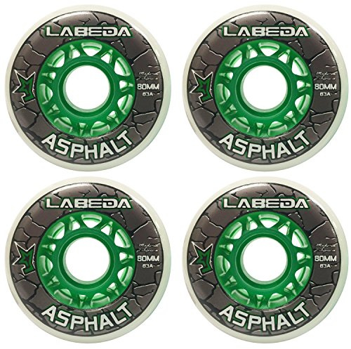Labeda Rollen Inline-Rollhockey-Greifer, Asphalt, Outdoor, Weiß, 80 mm, 83 A, 4 Stück