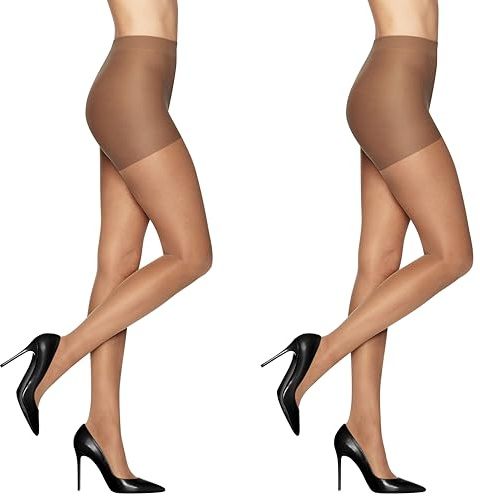 L'eggs Women's Sheer Energy Medium Support Compression Tights, Control Top, Sheer Toe, Suntan, M