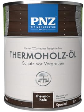PNZ Thermoholz-Öl | Nachhaltig hergestellt mit regionalen Rohstoffen | Made in Germany | für Holzdeck, Holz-Terrasse, Fenster, Türen, Gartenhäuser aus Thermoholz, Gebinde:2.5L, Farbe:thermoholz