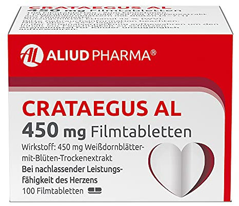 ALIUD PHARMA Crataegus AL 450 mg, 100 Filmtabletten: Bei nachlassender Herzleistung, mit Weißdornblätter-Trockenextrakt