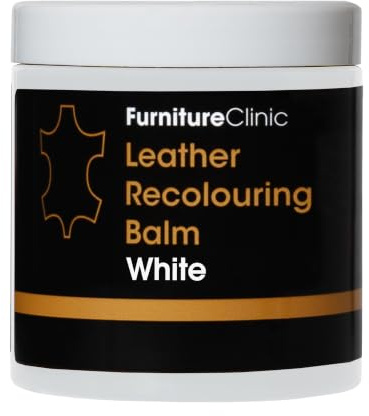 Furniture Clinic Leather Recolouring Balm - Colour Restorer for Sofas, Chairs, Car Seats, Furniture & More - Repairs Damaged, Scratched & Faded Leather – 16 Repair Colours (White)