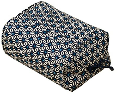 EMOOR Buchweizenkissen, höhenverstellbar, Größe 25 x 18 x 8-18 cm, hergestellt in Japan (Blau)