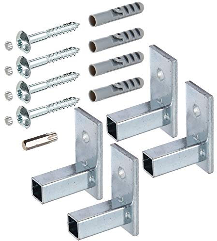 Alberts 554361 Befestigungsset für Fenstergitter in der Fensterlaibung | Montage Zubehör für Fenster-Gitter | galvanisch blau verzinkt | 4er Set