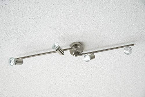 Dapo Decken-Strahler Linos 4 flammig nickel matt schwenkbar, L: 43 cm x 2, Fassung GU10 max. 50 W, Wand-Decken-Spot-Leuchte-Lampe